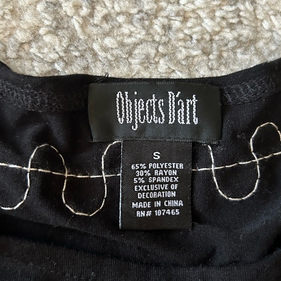 Objects D'Art Black White Embroidered Sleeveless Tank Top Size Small - Picture 5 of 7